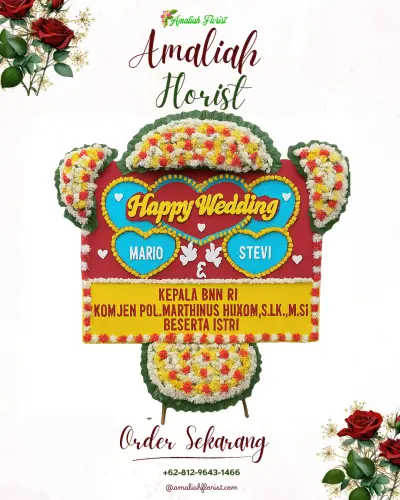 Karangan Papan Bunga Pernikahan di Mabar Hilir